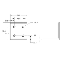40-530-0 MODULAR SOLUTIONS ANGLE BRACKET 90MM TALL X 90MM WIDE HARDWARE NOT INCLUDED